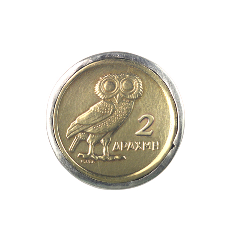 Ασημένιο 925 δαχτυλίδι με αληθινό νόμισμα των 2 Δραχμών