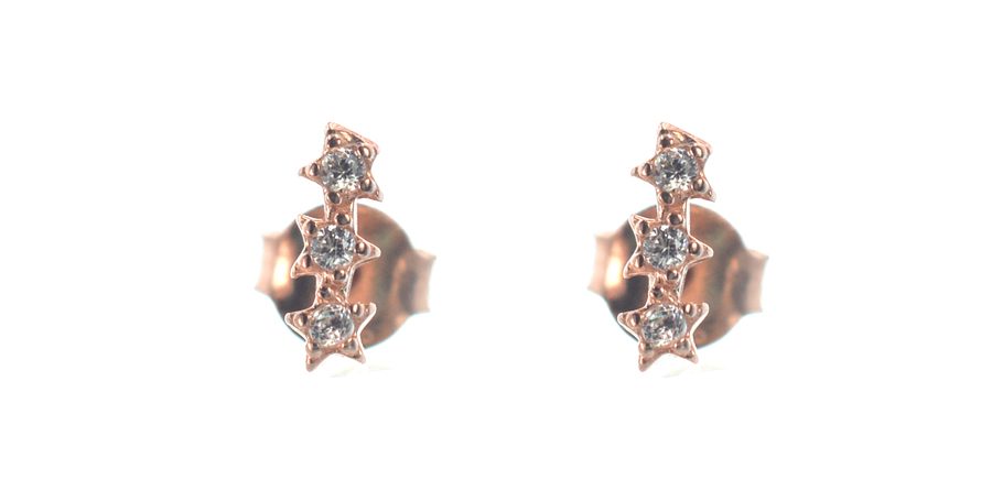 Ασημένια 925 καρφωτά σκουλαρίκια με αστέρια
