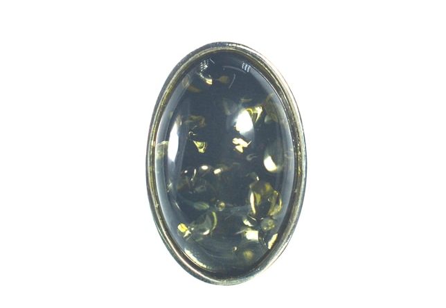 Ασημένιο 925 δαχτυλίδι με πράσινο κεχριμπάρι Κολομβίας