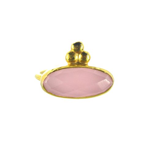 Επιχρυσωμένο 925 δαχτυλίδι με ροζ χαλαζία