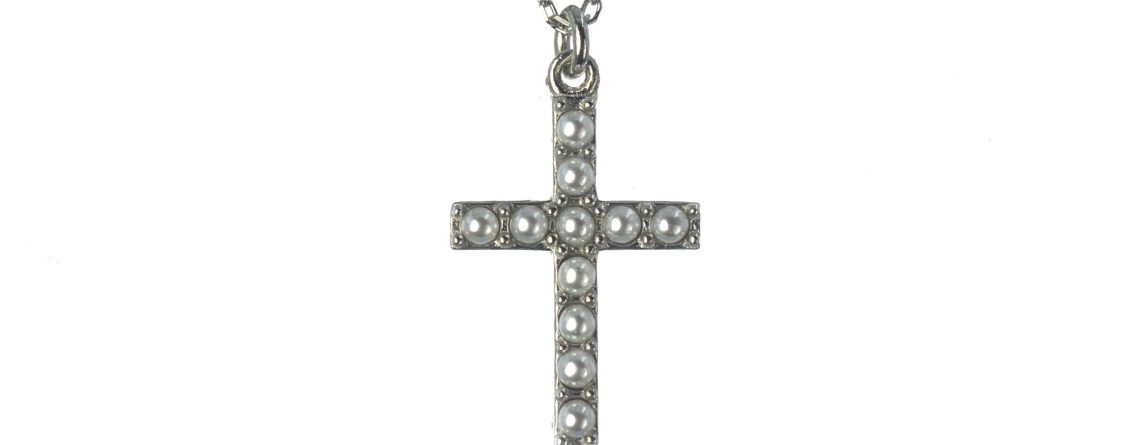 Ασημένιος 925 σταυρός με μαργαριτάρια